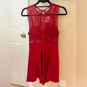NWT INTIMATELY FREE PEOPLE red lace mini dress XS